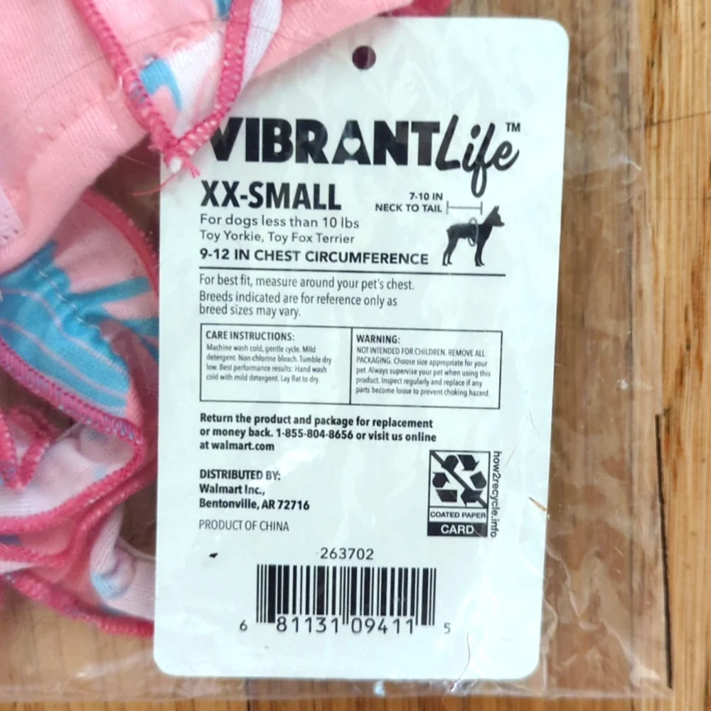 🌻 Vibrant Life Pink Flamingo Toy Dog Dress Size XXS (Less Than 10 Pounds)